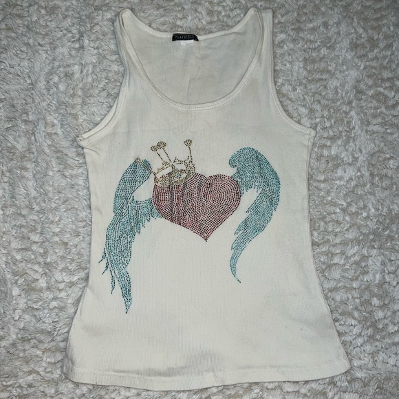 Rhinestone Heart Design Tank Top - Picture 1 of 4